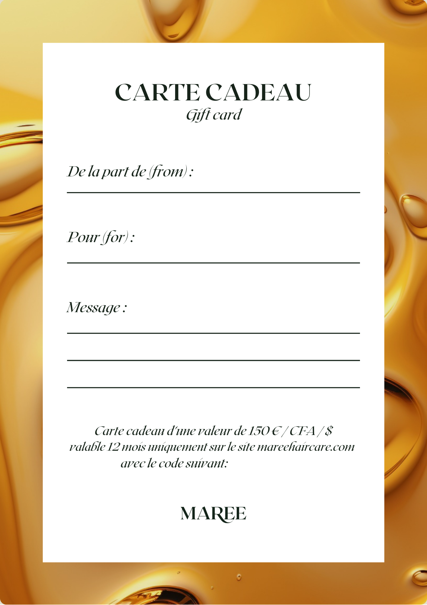 Carte Cadeau Beauté et Cheveux
